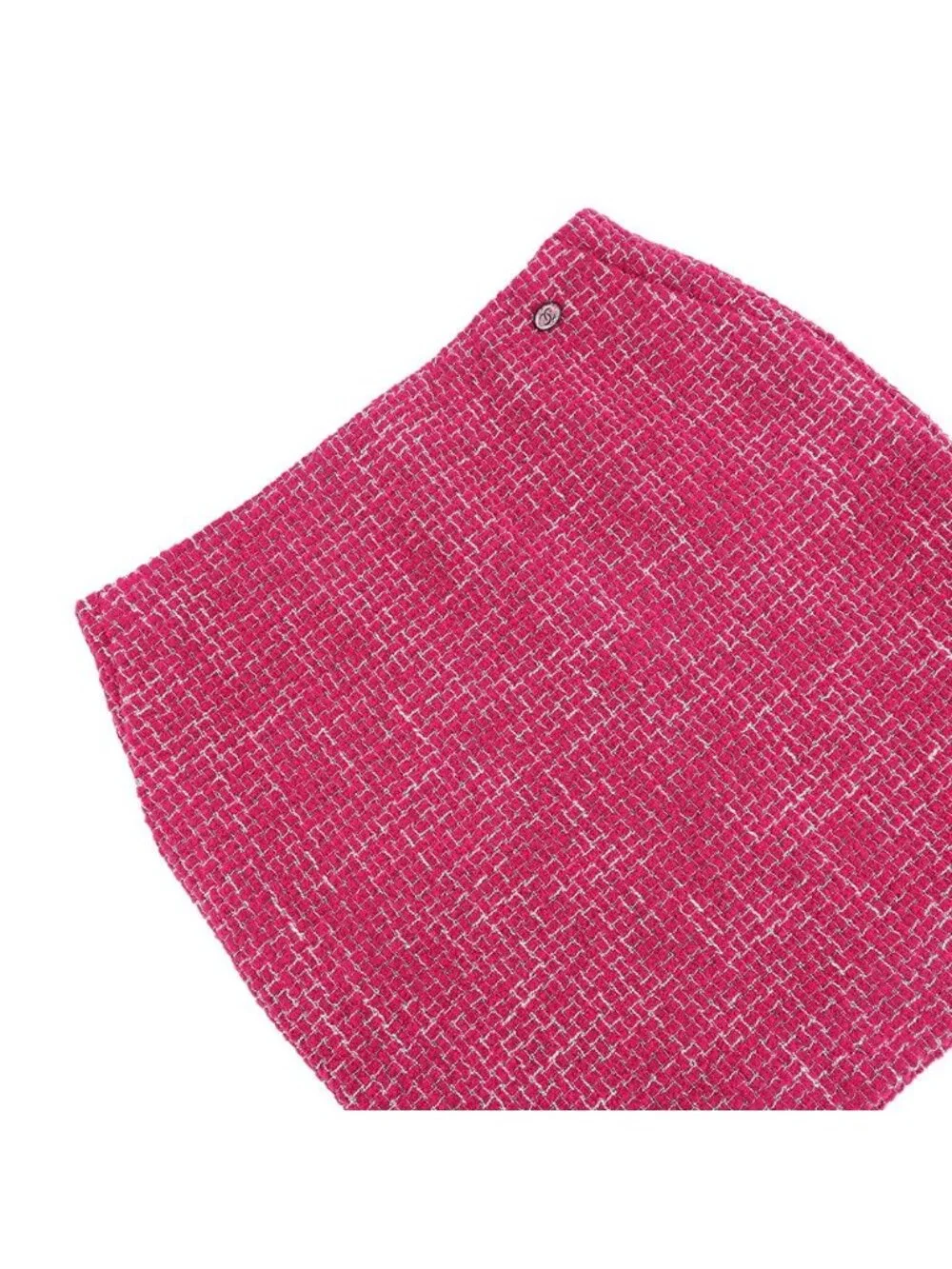 Chanel Skirt CC Logo Tweed White